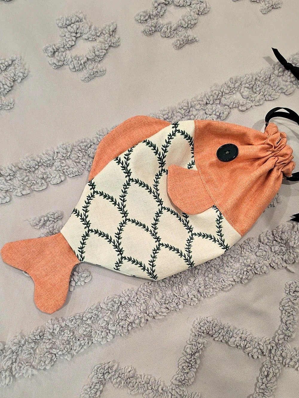 Handmade Fish Drawstring Bag - Picture 2 of 12